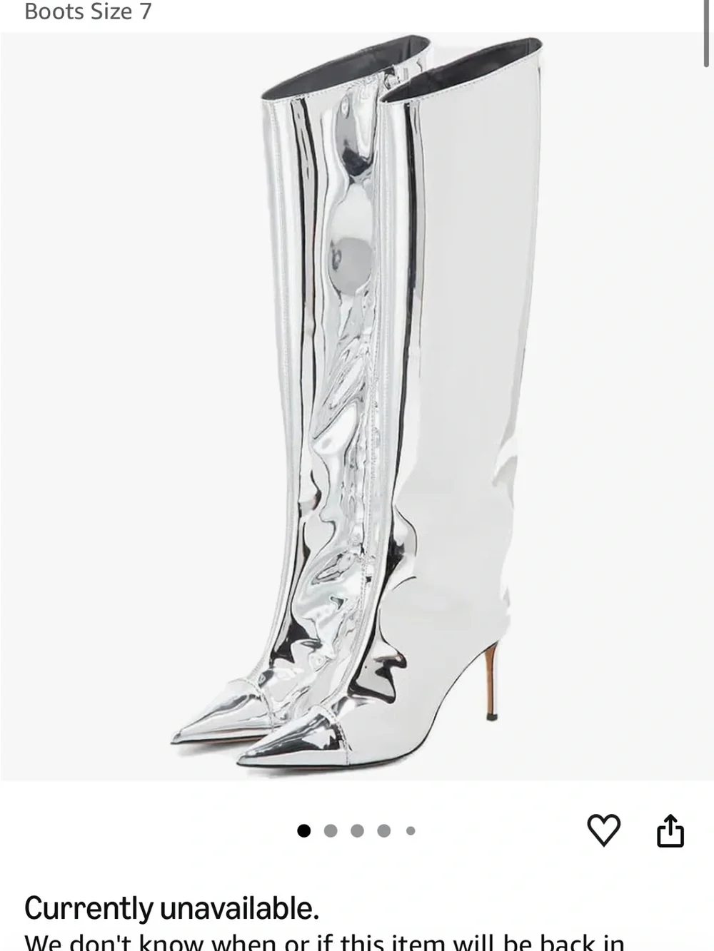 Silver Metallic Knee-High Stiletto Boots for Women